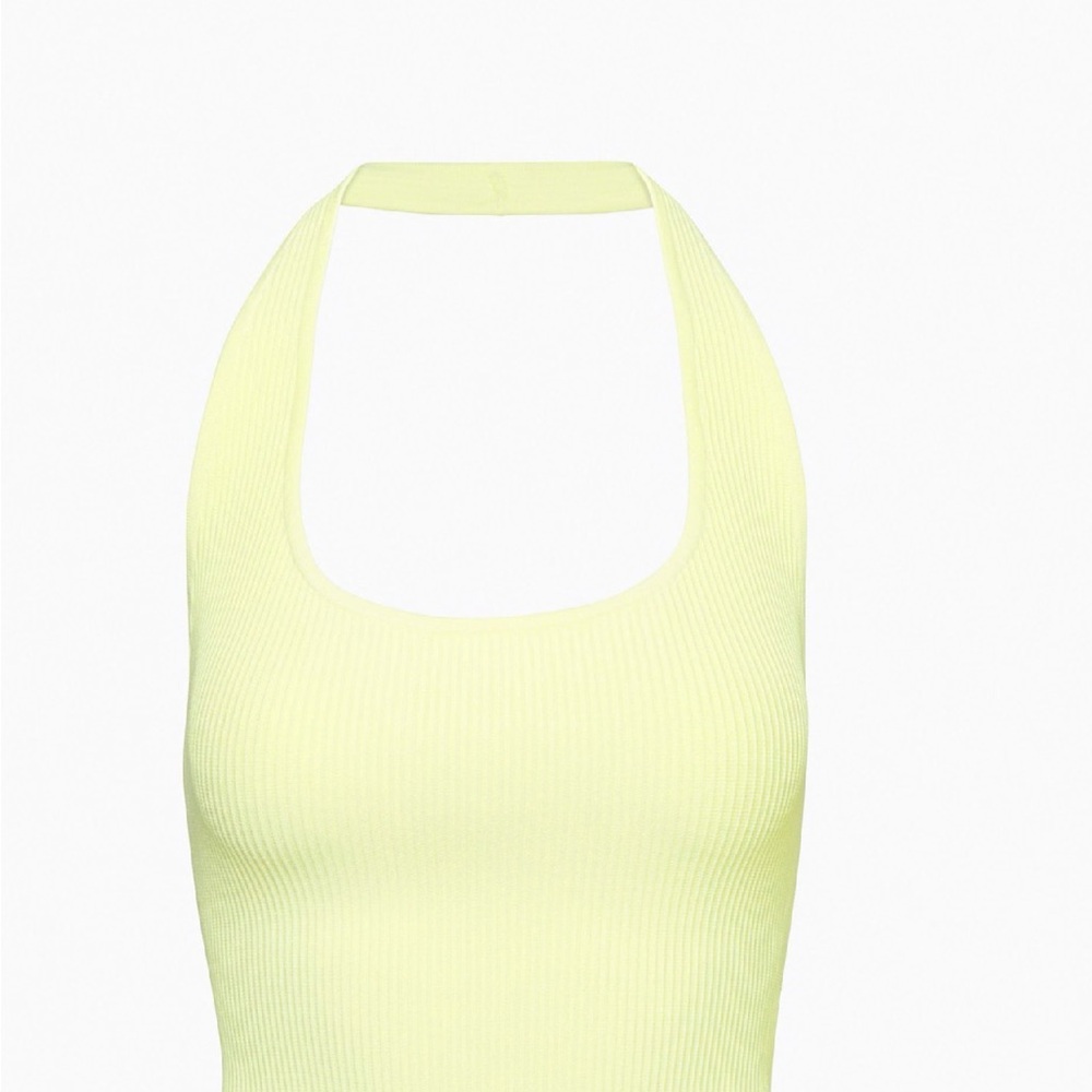 Aritzia Ribbed Halter Tank in Lemon